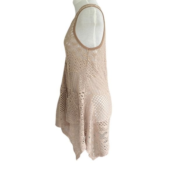 Lily by Firmiana bohemian beige crochet vest with front pockets. Women’s size S - Picture 2 of 11